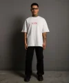 Erkek Sırt Baskılı Oversize T-Shirt - Beyaz