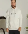 Erkek Kapşonlu Sweatshirt – Oversize Üç İplik Şardonlu Hoodie, “Other Lives” Ön & Arka Baskılı, Kanguru Cepli, Kışlık Rahat Günlük Stil - Beyaz