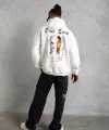 Erkek Kapşonlu Sweatshirt – Oversize Üç İplik Şardonlu Hoodie, “Other Lives” Ön & Arka Baskılı, Kanguru Cepli, Kışlık Rahat Günlük Stil - Beyaz