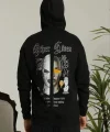 Erkek Kapşonlu Sweatshirt – Oversize Üç İplik Şardonlu Hoodie, “Other Lives” Ön & Arka Baskılı, Kanguru Cepli, Kışlık Rahat Günlük Stil - Siyah
