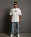 Erkek Sırt Baskılı T-shirt - Beyaz