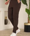 Erkek Slim Fit Likralı Bilek Boy Dilli Kumaş Pantolon