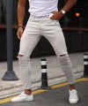 Erkek Taş Yırtık Detaylı Skinny Jean