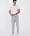 Erkek Üç İplik Basic Eşofman Boru Paça İpli Pantolon - Gri
