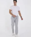 Erkek Üç İplik Basic Eşofman Boru Paça İpli Pantolon - Gri