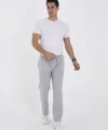 Erkek Üç İplik Basic Eşofman Boru Paça İpli Pantolon - Gri
