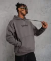 Erkek Üç İplik Baskılı Kapüşonlu Sweat - Gri