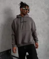 Erkek Üç İplik Baskılı Kapüşonlu Sweat - Gri