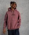 Erkek Üç İplik Baskılı Kapüşonlu Sweat - Gül Kurusu