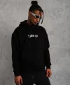 Erkek Üç İplik Baskılı Kapüşonlu Sweat - Siyah