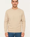 Erkek Üç İplik Düz Bisiklet Yaka SweatShirt - Bej