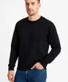 Erkek Üç İplik Düz Bisiklet Yaka SweatShirt - Siyah