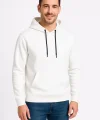 Erkek Üç İplik Kapüşonlu Kanguru Cepli SweatShirt hoodie - Beyaz