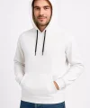 Erkek Üç İplik Kapüşonlu Kanguru Cepli SweatShirt hoodie - Beyaz