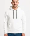 Erkek Üç İplik Kapüşonlu Kanguru Cepli SweatShirt hoodie - Beyaz