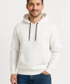 Erkek Üç İplik Kapüşonlu Kanguru Cepli SweatShirt hoodie - Beyaz