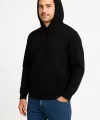 Erkek Üç İplik Kapüşonlu Kanguru Cepli SweatShirt hoodie - Siyah