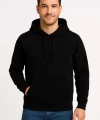 Erkek Üç İplik Kapüşonlu Kanguru Cepli SweatShirt hoodie - Siyah