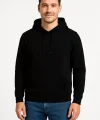 Erkek Üç İplik Kapüşonlu Kanguru Cepli SweatShirt hoodie - Siyah