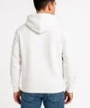 Erkek Üç İplik Kapüşonlu Tam Fermuarlı Kanguru Çepli SweatShirt Hoodie - Beyaz