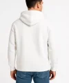 Erkek Üç İplik Kapüşonlu Tam Fermuarlı Kanguru Cepli SweatShirt Hoodie - Beyaz