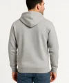 Erkek Üç İplik Kapüşonlu Tam Fermuarlı Kanguru Çepli SweatShirt Hoodie - Gri