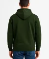 Erkek Üç İplik Kapüşonlu Tam Fermuarlı Kanguru Cepli Sweatshirt Hoodie - Haki