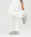 Erkek Üç Iplik Kışlık Pamuklu Ovarsize Bağcıklı Düz Paça Cepli Eşofman Altı Spor Rahat Model - Beyaz