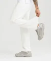 Erkek Üç iplik Kışlık Pamuklu Ovarsize Bağcıklı Düz Paça Cepli Eşofman Altı Spor Rahat Model - Beyaz