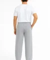 Erkek Üç Iplik Kışlık Pamuklu Ovarsize Bağcıklı Düz Paça Cepli Eşofman Altı Spor Rahat Model - Gri