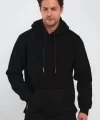 Erkek Uzun Kol Kapşonlu Basic Sweatshirt Hoodie - Siyah