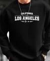 Erkek Uzun Kollu Bisiklet Yaka Los Angeles Yazılı Iki Iplik Bluz