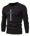 Erkek Uzun Kollu Bisiklet Yaka Yazı Detaylı Iki Iplik Bluz