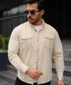 Erkek Uzun Kollu Cepli Kadife Gömlek