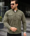 Erkek Uzun Kollu Cepli Kadife Gömlek