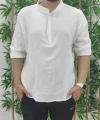 Erkek Uzun Kollu Hakim Yaka Düğmeli Erkek Müslim Gömlek
