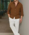 Erkek Uzun Kollu Regular Sofya Keten Gömlek
