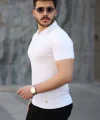 Erkek Viskon Kumaş Polo Yaka Desenli Tişört
