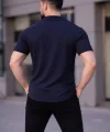 Erkek Waffle Kumaş Kısa Kollu Düğmeli Açık Yaka Regular Fit Gömlek - Lacivert