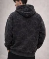 Erkek Yağ Yıkamalı Kapşonlu Double Oversize Üç İplik Pamuklu Sweatshirt - Siyah