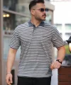 Erkek Yakalı çizgili Kısa Kollu T-shirt