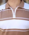 Erkek Yakalı Fermuarlı çift Renk Kısa Kollu T-shirt