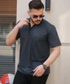 Erkek Yakalı Mini Jakarlı Kısa Kollu T-shirt