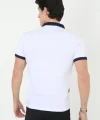 Erkek Yakalı Slim Fit Baskılı T-Shirt - Beyaz