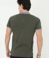 Erkek Yakalı Slim Fit Baskılı T-Shirt - Haki
