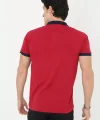Erkek Yakalı Slim Fit Baskılı T-Shirt - Kırmızı