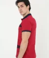 Erkek Yakalı Slim Fit Baskılı T-Shirt - Kırmızı