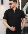 Erkek Yakası Fermuarlı Kısa Kollu T-shirt