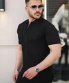 Erkek Yakası Fermuarlı Kısa Kollu T-shirt