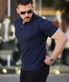 Erkek Yakası Fermuarlı Kısa Kollu T-shirt